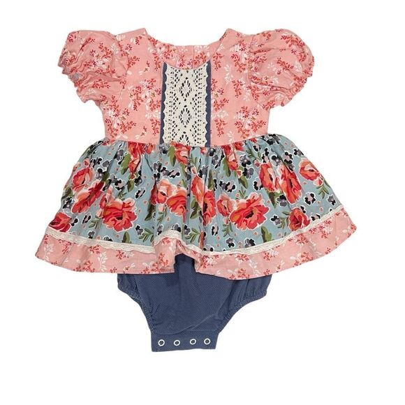 Ricrac & Ruffles Girls Toddler Short Sleeve Skirted Ava Kate Bubble Size 24m/2T - Picture 2 of 7